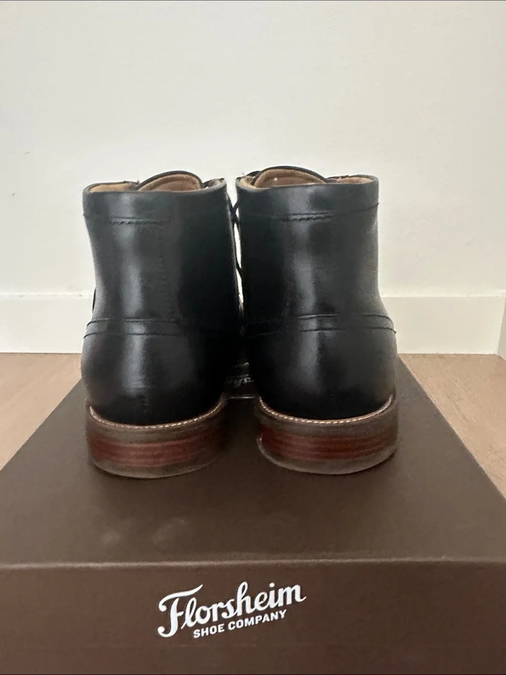 Florsheim Black Leather Chukka Boots with Brown Welt